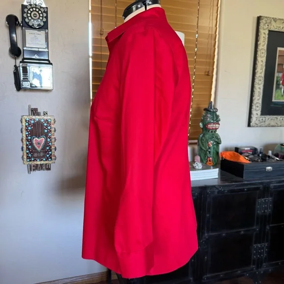 NWOT Lands’ End red 100% cotton button front shirt 2X - Picture 7 of 11
